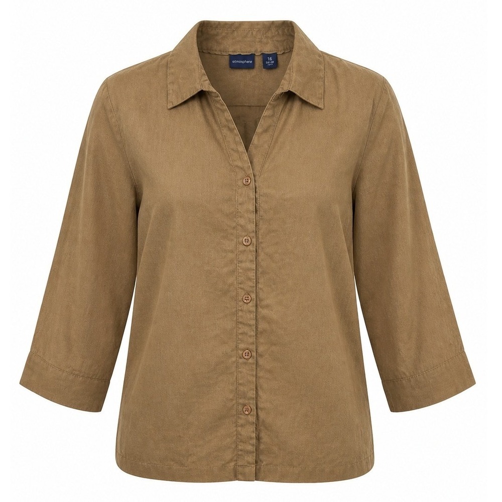 Westbound 100% Linen Button Top Women 10 3/4 Sleeve Coastal Grandma Quiet Luxury